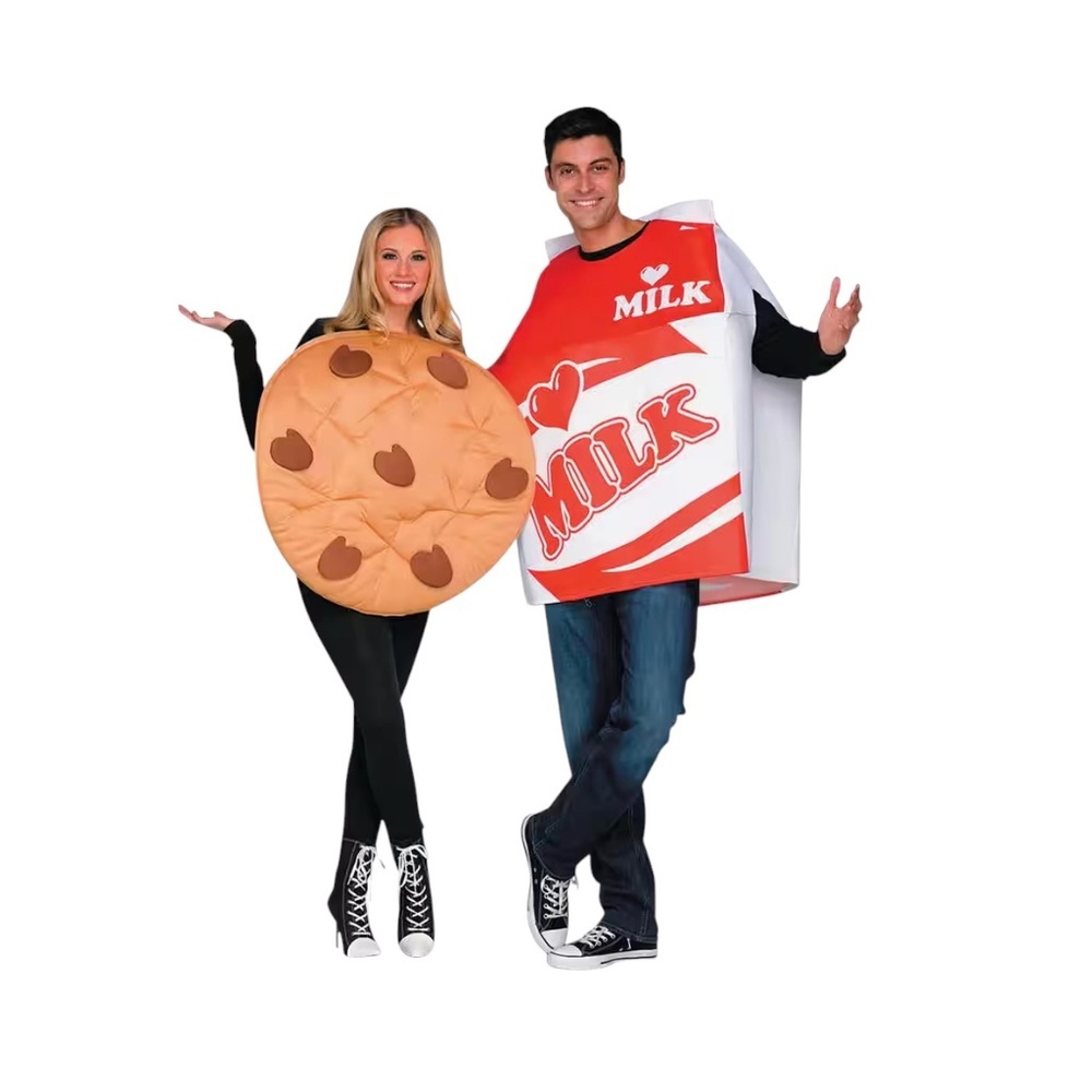 NWT Milk & Cookie Couples Costume | Funny Food Halloween Outfit | Adult One Size